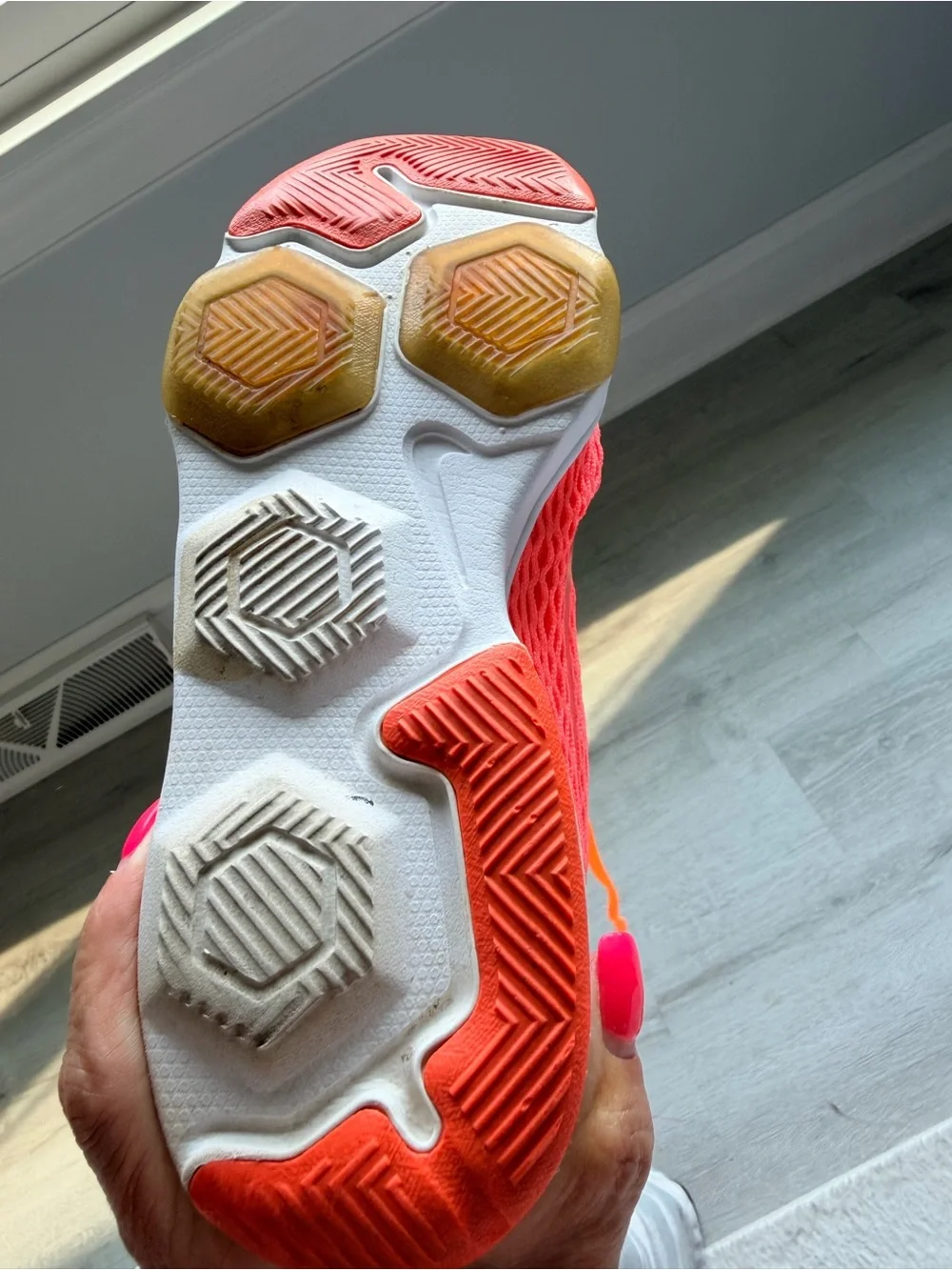 Nike Women's Coral and Orange Mesh Running Shoes